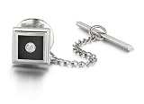 STEL Stainless Steel Black Enamel Diamond Tie Tac.