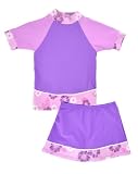Buy : Wave Rider UV Sun Protective Girls 2 Piece Set: Short Sleeve Top & Skirt w/ Built-in Bikini (UPF 50+)