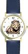 Lion (Male) No.2 Cat - WATCHBUDDY&reg; DELUXE TWO-TONE THEME WATCH - Arabic Numbers - Blue Leather Strap-Children's Size-Small ( Boy's Size & Girl's Size )