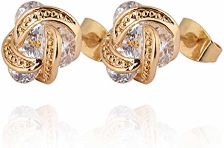 GoodShoop 18K Gold Filled Earring CC Brand New Elegant Jewellery Gold Plated Clear Crystal Twisted Design Small Stud Earrings