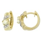 18k Gold Plated Sterling Silver Created Opal Diamond-Accent Huggie Earrings