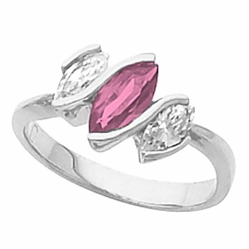 14K White Gold Pink Tourmaline and Diamond Ring 