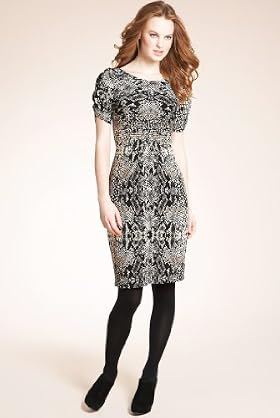 Scoop Neck Snakeskin Print Jersey Dress