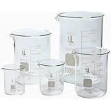 213A2 Karter Scientific Low Form Glass Beaker 5 Piece Set 50, 100, 250, 500, & 1000ml
