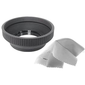 Sony Handycam HDR-UX20 Pro Digital Lens Hood (Collapsible Design) (37mm) + Stepping Ring 30-37mm + Nwv Direct Microfiber Cleaning Cloth.