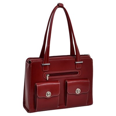McKleinUSA VERONA 96626 Red Leather Fly-Through Checkpoint-Friendly Ladies' Briefcase On Sale