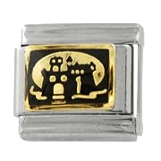 SilverBin Enamel Paint Halloween Theme Haunted House Stainless Steel Italian Charm Link