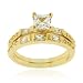 18K Gold over Sterling Silver Square CZ Wedding Engagement Stackable 2-Ring Set