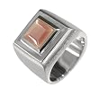 Marc O'Polo Ring, mit einem viereckig geschliffenen Perlmutt (ros�) in 925/000 Sterling Silber gefasst, P22013MP60, Gr��e 60 (19.1)