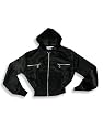 Private Label - Girls Satin Zip Front Jacket, Black Shorter Crop Length