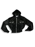Private Label - Girls Satin Zip Front Jacket, Black Shorter Crop Length