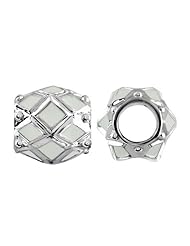 Storywheel® White Enamel Bead / Charm in 925 Sterling Silver