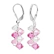 SCER007 Made with Swarovski Elements&reg; Pink And Clear Crystal Cluster Sterling Silver Leverback 1" Dangle Earrings