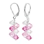 SCER007 Made with Swarovski Elements� Pink And Clear Crystal Cluster Sterling Silver Leverback 1" Dangle Earrings