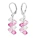 SCER007 Made with Swarovski Elements� Pink And Clear Crystal Cluster Sterling Silver Leverback 1" Dangle Earrings