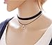 UdobuyPunk Gothic Long Black Velvet PU Leather Chain Necklace Stretch Tattoo Choker Elastic Tassel Necklaces (Double layer triangle choker)
