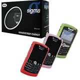 PAMA Sigma Bluetooth Handsfree Sun Visor 2300 Car Kit Speakerphone with Caller ID and Pink, Green, Red Silicone Skin Cover Case for Blackberry 8800 8820 8830