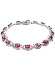 Vintage Style Ruby Red CZ Sterling Silver Tennis Bracelet