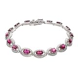 Eve's Addiction Vintage Style Ruby Red CZ Sterling Silver Tennis Bracelet