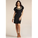 Chadwicks Flutter-Sleeve Beaded Neckline Dress