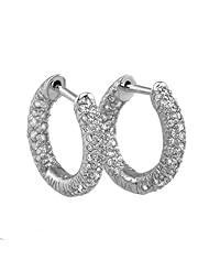 14KT White Gold Diamond Pave Set Hoops.