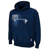 MLB Boys' Minnesota Twins Authentic Collection Change Up Hooded Perfect Fleece Pullover (Pro Navy, Small)