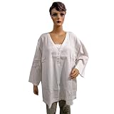 Womens Boho Fashion White Tunic Top Summer Cotton Blouse Xxxl Size