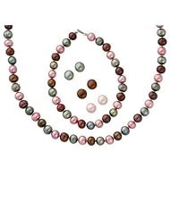 Chocolate, Green and Pink Freshwater Cultured Pearl Set
