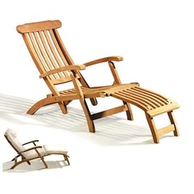 JATI GRADE A TEAK STEAMER CHAIR WITH ECRU CUSHION