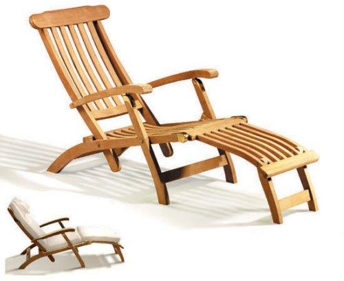 Jati Teak Steamer Chair with Natural Ecru Cushion