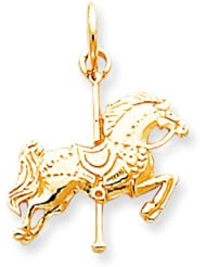 10K Yellow Gold Carousel Horse Charm Polished Jewelry