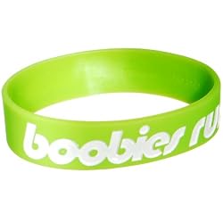 Lime Green White Boobies Rule Awareness for Breast Cancer Bracelet