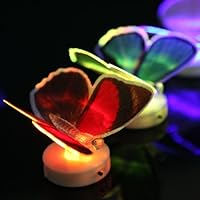 5 pcs LED Fiber Color Flashing Butterfly Light Lamp for Wedding Party Home Decor