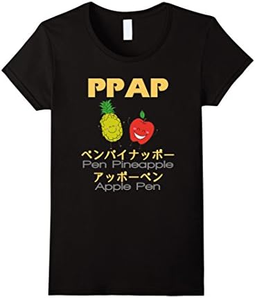 Women's Pen pineapple apple pen PPAP T-shirt Funny humour Medium Black