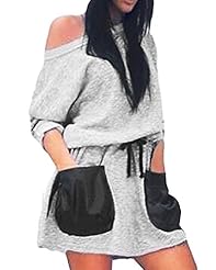 Sexy Cotton/Leather/Polyester Long Sleeves One Shoulder Jumper 