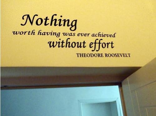 NAFORAN Nothing Worth Having Was Ever Achieved Without Effort Quote Vinyl Wall Removable Quote Art Decal Sticker Home Decor (Style A)