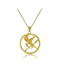 Sterling Silver The Hunger Games-inspired Gold-Plated Mockingjay Pendant with 18" Chain