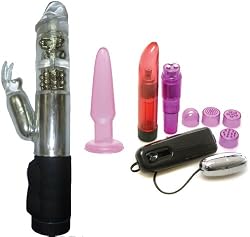 Tantrica Phthalate Free Clear 7 Function Bunny Rabbit Vibrator Pearl Adult Anal Sex Toy Kit