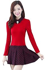 Long Sleeves Two-Toned Plaid Print  Dress