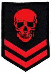 Red Skull Military Patch Embroidered Iron-On Skeleton Brigade Emblem