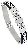 8 in. Surgical Steel and Rubber Bracelet with Greek Key Design