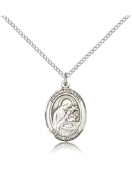 .925 Sterling Silver Saint St. Aloysius Gonzaga Medal Pendant 3/4 x 1/2 Inches AIDS/Teenagers-8225- Comes with a .925 Sterling Silver Lite Curb Chain Neckace And a Black velvet Box