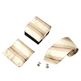 IMAGE OF Brown Patterned Tie, Cufflinks, Hankchief, Matching Same Fabric Box Set Marriage ties for men DS1021