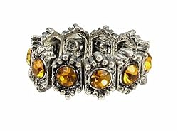 Ring - R34 - Swarovski (tm) Crystal Stretch - Size Lg ~ Topaz