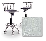 2 24"-29" Light Grey Vinyl Seat Chrome Metal Adjustable Custom Barstools (S ....