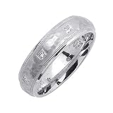 Beverly Diamonds Mens 14K WHITE GOLD DIAMOND WEDDING BAND RING Princess-Shape