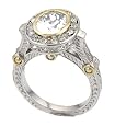 Sterling Silver 925 Clear CZ Two Tone Ring