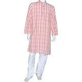 Mens Wear Kurta Pajama Long Sleeve Cotton Dress India Fashion Size S (gkp517)