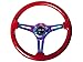 NRG Innovations ST-015MC-RD Classic Wood Grain Wheel (350mm 3 Neochrome spokes - Red grip)