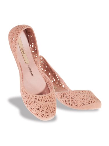 Melissa Womens Flocked Campana Zig Zag in Blush,9